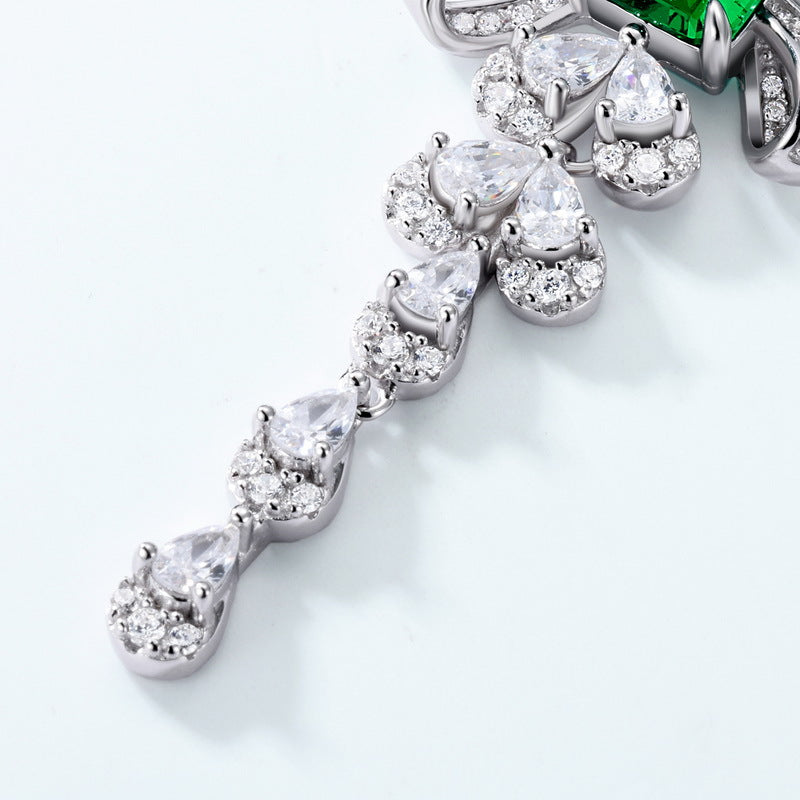 Modern Romance: Tassel Ribbon Lab-Grown Emerald Necklace | 925 Silver
