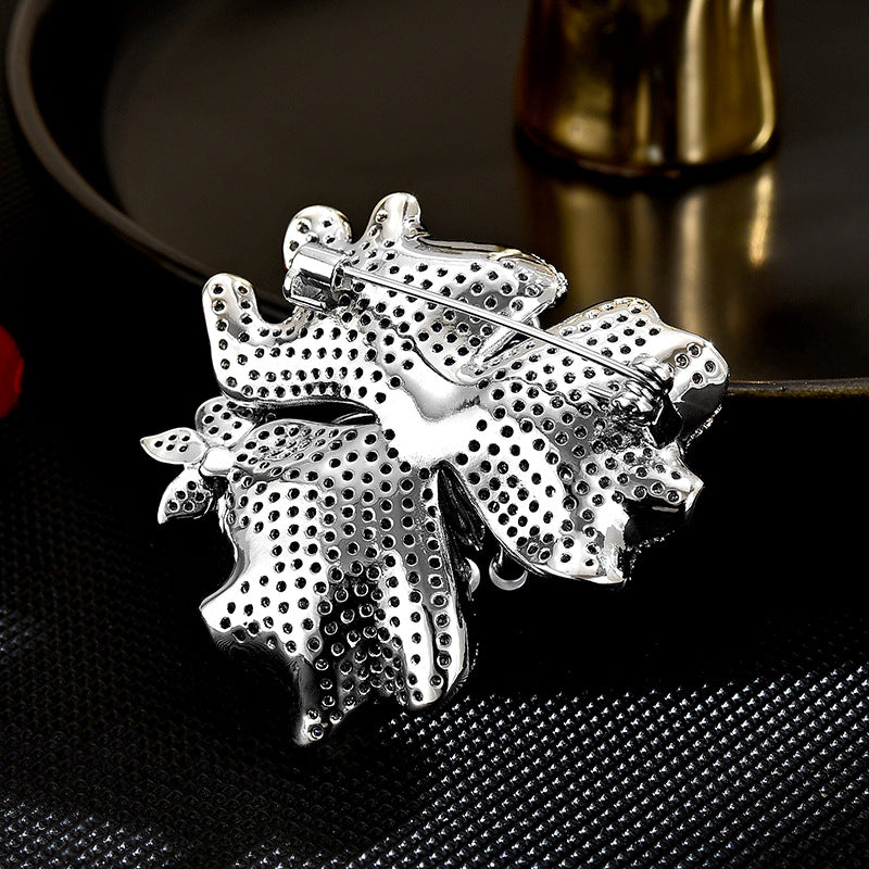 Dapaza Pearl Flower Full Diamond Zircon Brooch