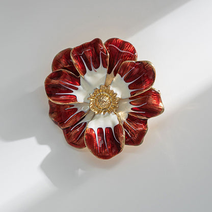 Gold-Plated Enamel Sunflower Brooch