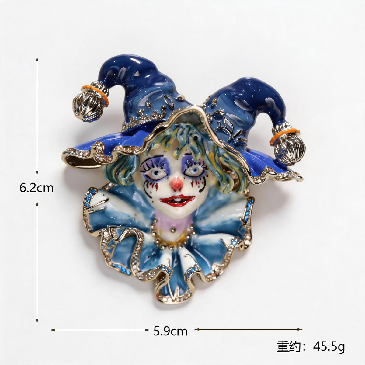 Hand-Painted Harley Quinn Enamel Brooch