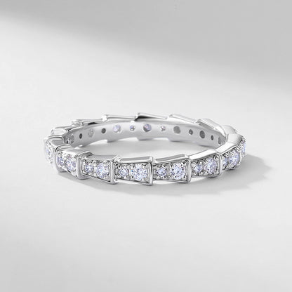 Lab-Grown Diamond Snake Bone Eternity Ring - S925 Sterling Silver