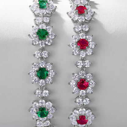 Lab-Grown Emerald Sunflower Bracelet - S925 Sterling Silver Floral Jewelry