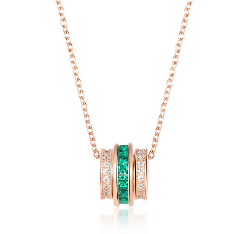 Lab-Grown Emerald Pendant Necklace - S925 Sterling Silver