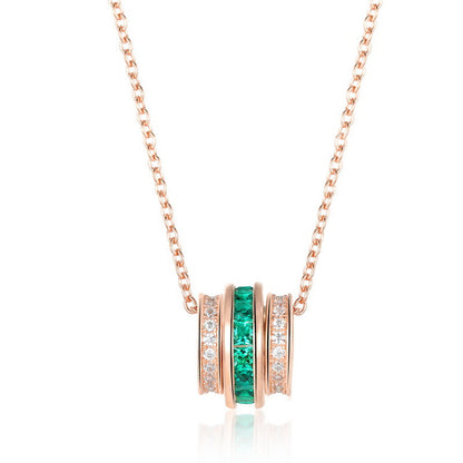 Lab-Grown Emerald Pendant Necklace - S925 Sterling Silver