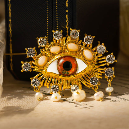 Baroque Pearl Devil's Eye Brooch