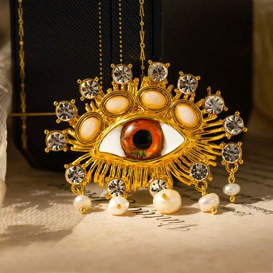 Baroque Pearl Devil's Eye Brooch