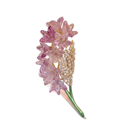 Copper Zircon Pink Flower Brooch