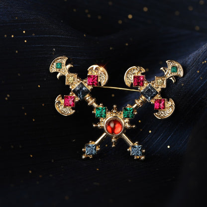 Vintage Crystal Axe Brooch