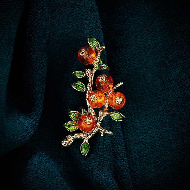 Artsy Pastoral Persimmon Brooch