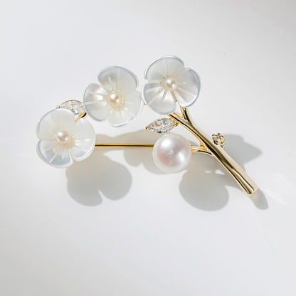 Natural Pearl Flower Brooch