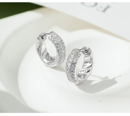 S925 Sterling Silver Earrings Women's Niche Design High-end Zircon Ring