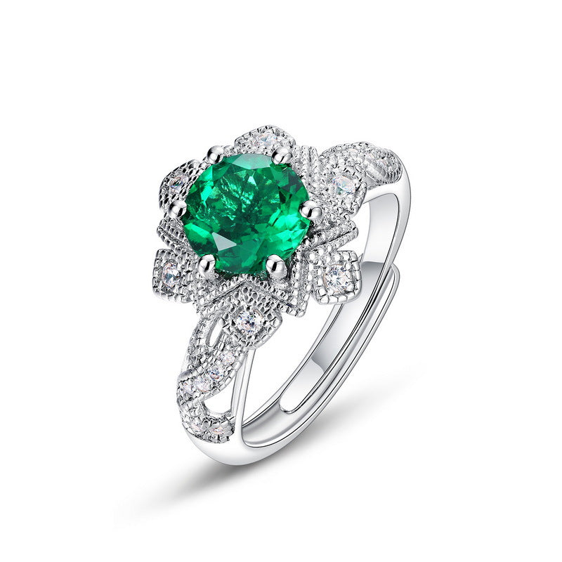 Dapaza Vintage-Inspired Lab-Grown Emerald Cocktail Ring | S925 Sterling Silver