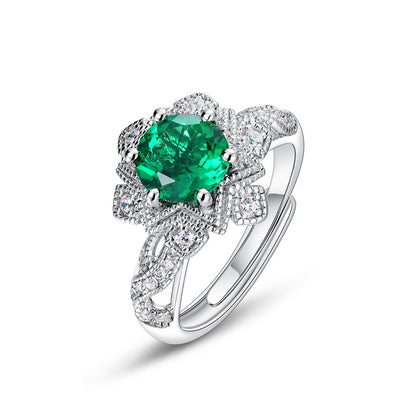 Dapaza Vintage-Inspired Lab-Grown Emerald Cocktail Ring | S925 Sterling Silver