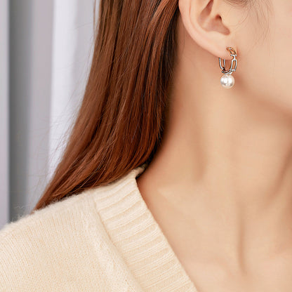S925 Sterling Silver Stud Earrings Women's Niche Design Simple Chain Earrings