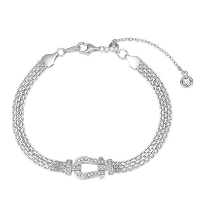 S925 Sterling Silver Diamond Horseshoe Clasp Bracelet - Chic, Stylish, and Exquisite. A Unique, Designer-inspired Watch Chain