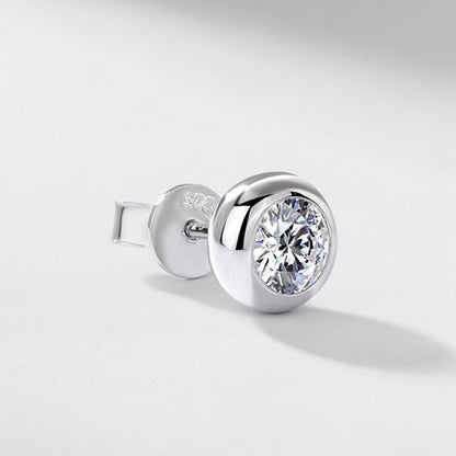 Classic Bezel-Set Lab-Grown Diamond Stud Earrings - S925 Sterling Silver