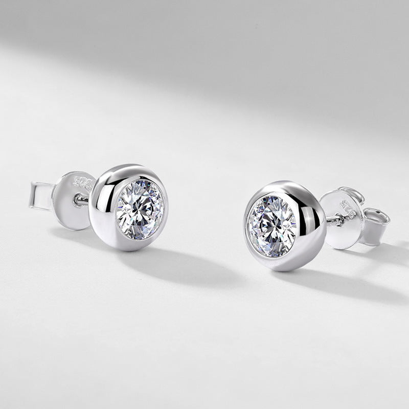 Classic Bezel-Set Lab-Grown Diamond Stud Earrings - S925 Sterling Silver
