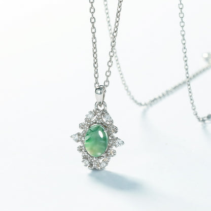 Vintage Moss Agate Pendant Necklace | S925 Sterling Silver