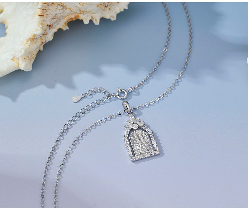 925 Sterling Silver Necklace - Women's Unique Design, Subtly Luxurious, High-end "window of Happiness" Clavicle Chain