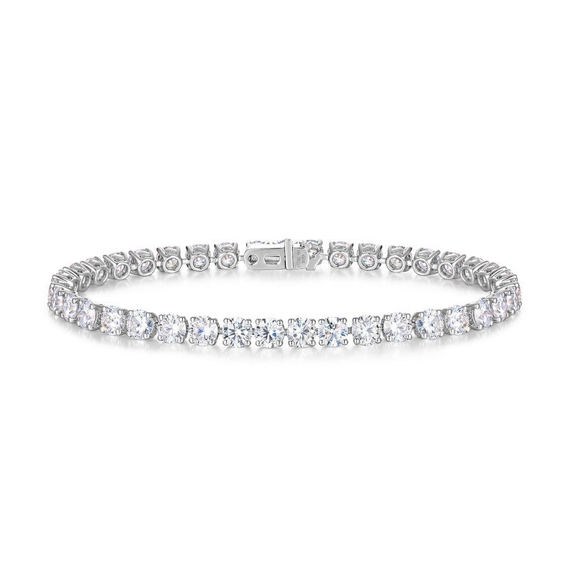 Luxury 9.35CT Lab Grown Diamond Single Row Tennis Bracelet | Solid PT950 Platinum Hip-Hop Style Unisex Bracelet - Dapaza