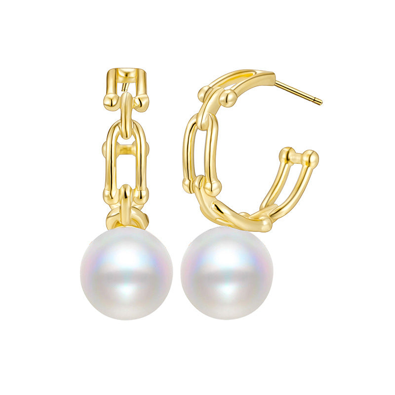 S925 Sterling Silver Stud Earrings Women's Niche Design Simple Chain Earrings
