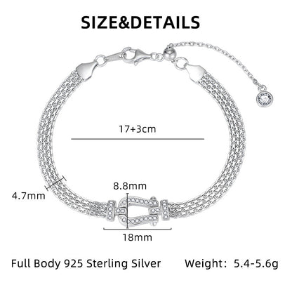 S925 Sterling Silver Diamond Horseshoe Clasp Bracelet - Chic, Stylish, and Exquisite. A Unique, Designer-inspired Watch Chain
