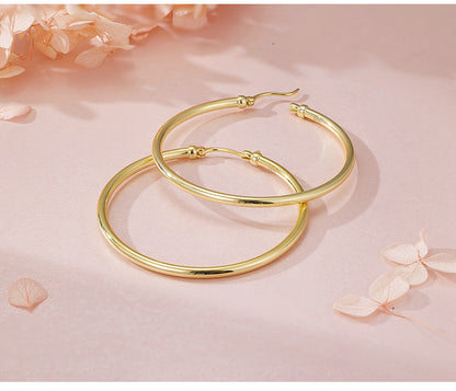 New Circle Earrings S925 Sterling Silver Minimalist Style Hoop Earrings