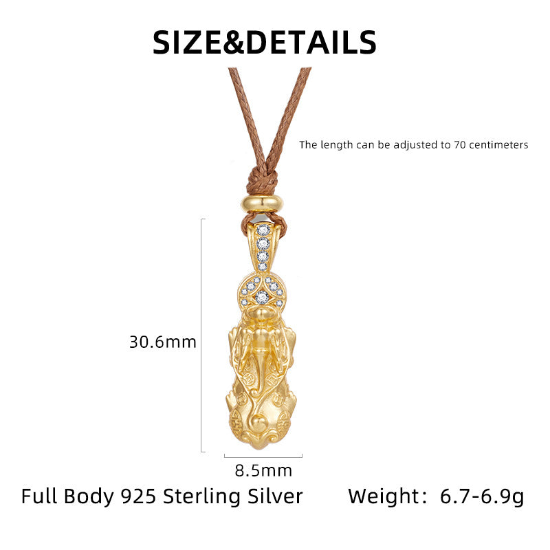 Necklace Accessible Luxury Niche High-end S925 Sterling Silver New Chinoiserie National Trend Vajra Autumn and Winter Pull-out Longsweater Chain