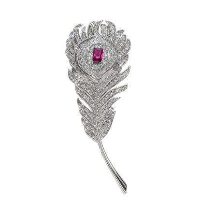 Feather Brooch, Diamond-encrusted Hepburn Fashion Personalized Clothing Accessories