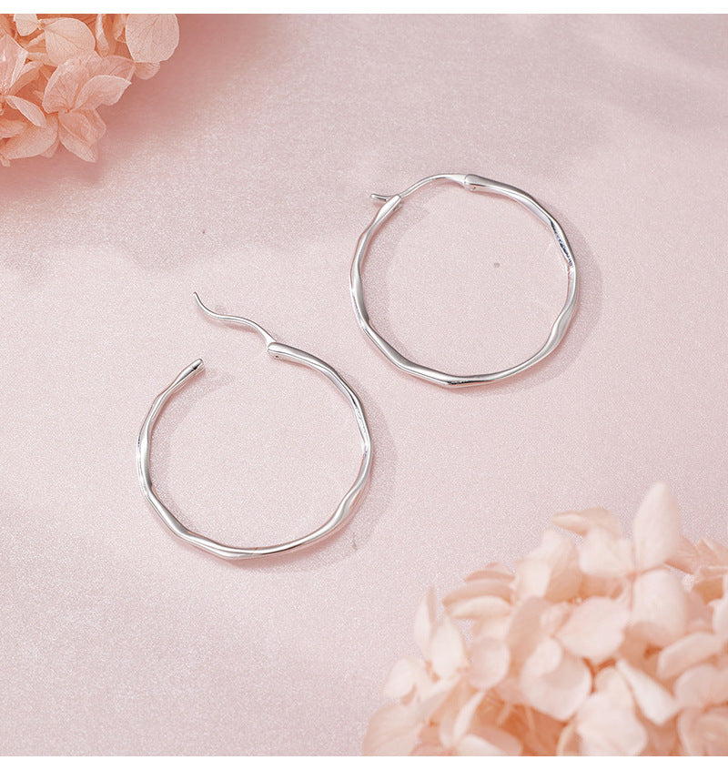 Circle Earrings for Women, High-end S925 Sterling Silver, Irregular Personalized Exquisite European and American Large Earrings for Women