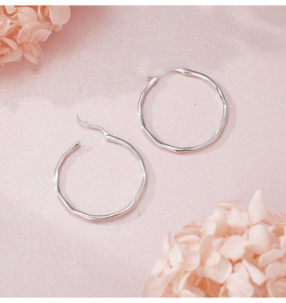 Circle Earrings for Women, High-end S925 Sterling Silver, Irregular Personalized Exquisite European and American Large Earrings for Women