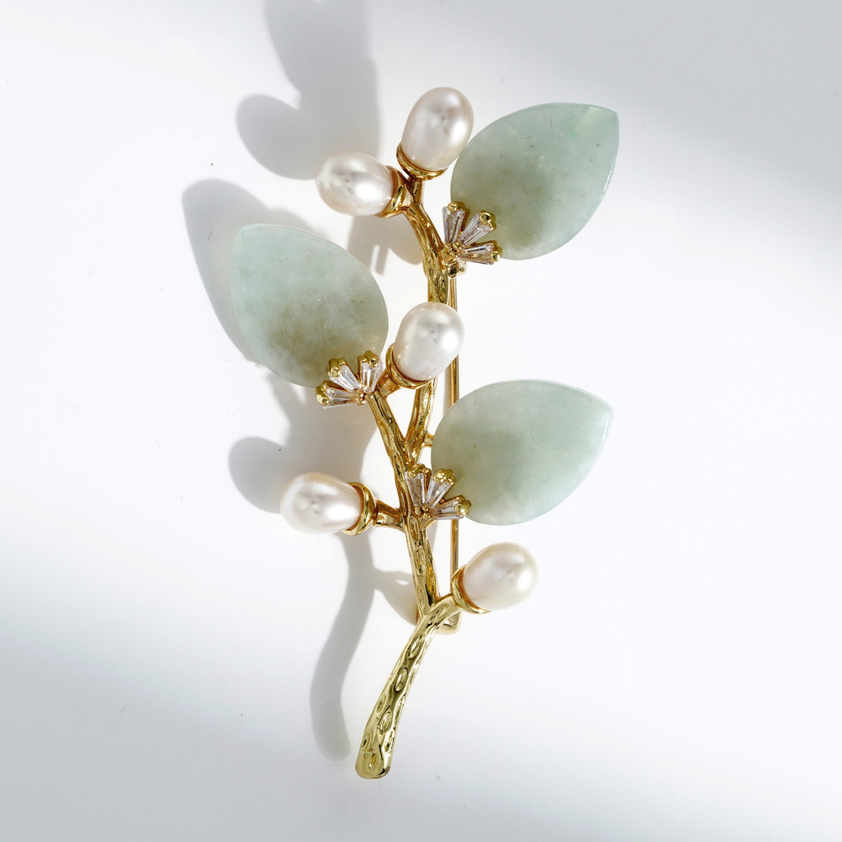 Multi-Color Natural Stone Branch & Leaf Brooch