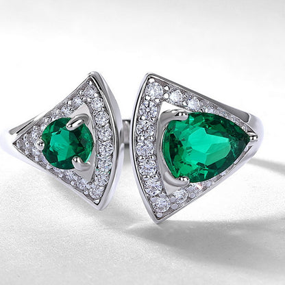 Iconic Fan: "Little Skirt" Lab-Grown Emerald Statement Ring | 925 Silver | Dapaza