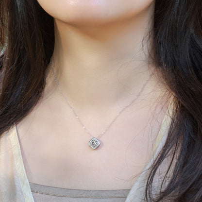 Geometric Halo Lab-Grown Diamond Necklace - S925 Sterling Silver