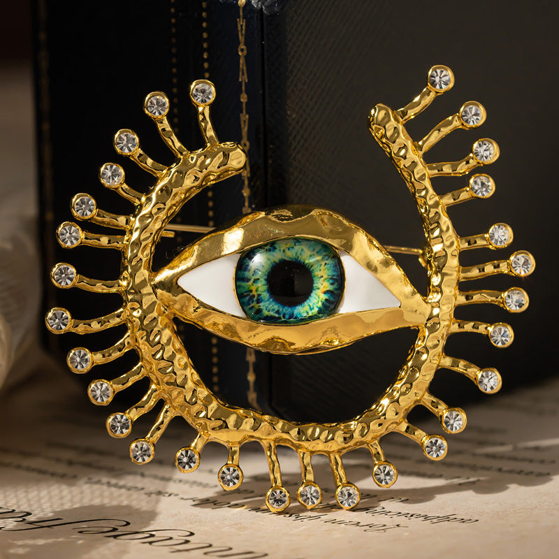 Vintage Gold Statement Eye Brooch