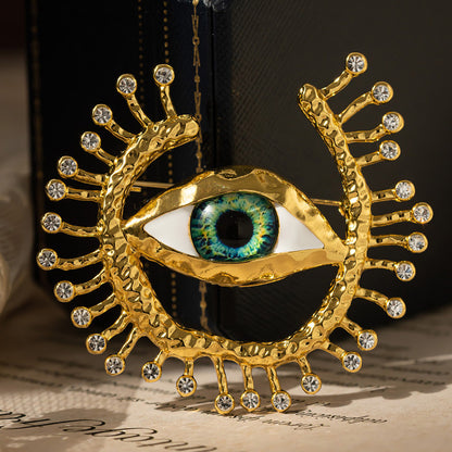 Vintage Gold Statement Eye Brooch