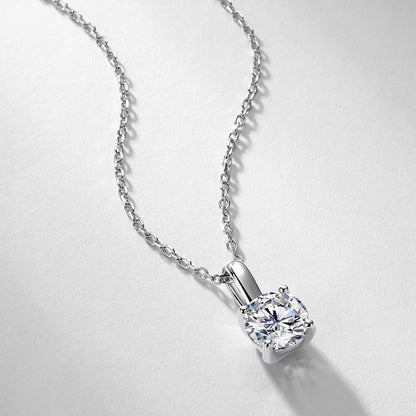 Classic 4-Prong Lab-Grown Diamond Solitaire Necklace - S925 Sterling Silver