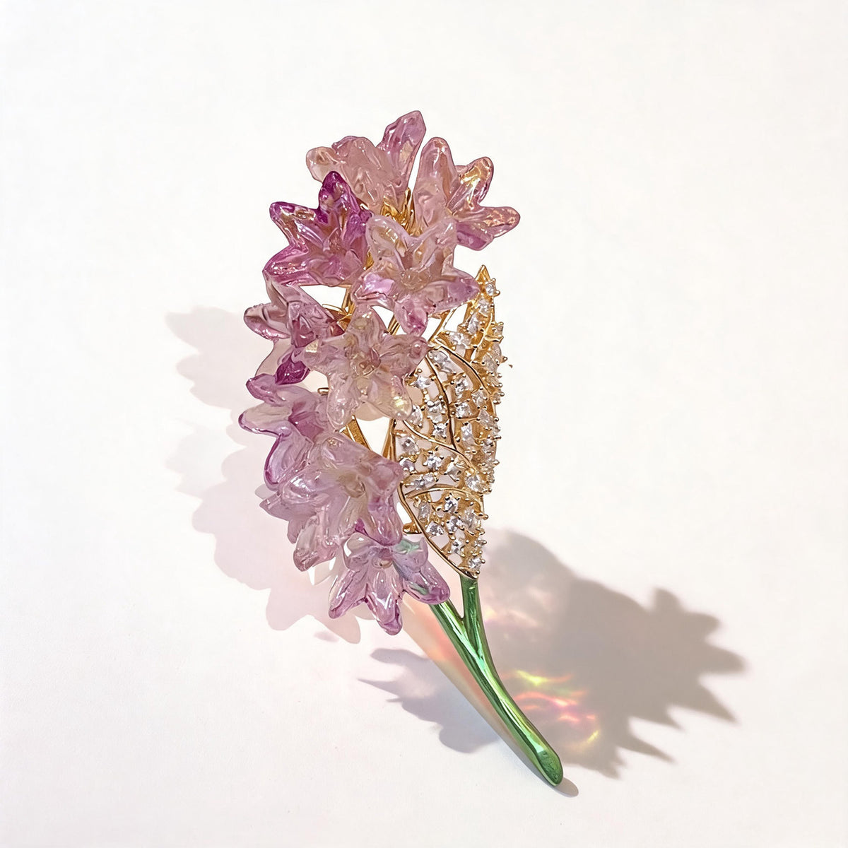 Copper Zircon Pink Flower Brooch