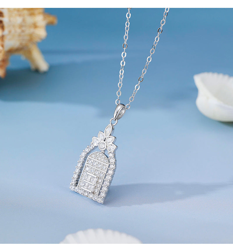 925 Sterling Silver Necklace - Women's Unique Design, Subtly Luxurious, High-end "window of Happiness" Clavicle Chain