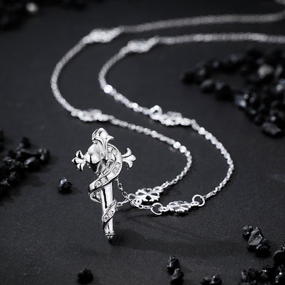 S925 Sterling Silver Necklace Stacked Personalized Iris Snake Scepter Cross Clavicle Chain