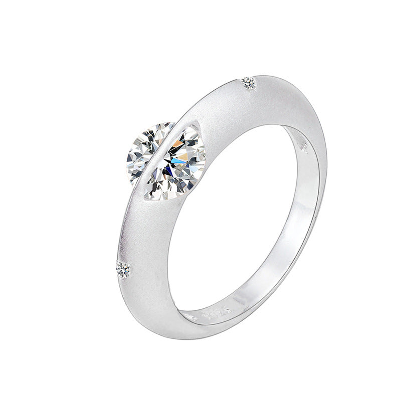 S925 Sterling Silver Frosted Cosmic Star Rotatable Ring