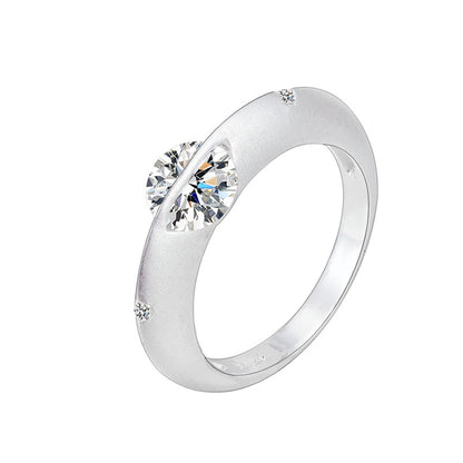 S925 Sterling Silver Frosted Cosmic Star Rotatable Ring