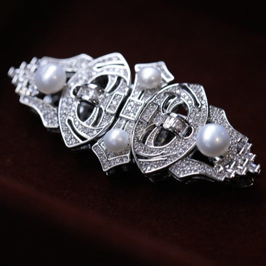 Men's Freshwater Pearl Collar Clip Brooch
