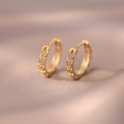 925 Silver Plated 18K Gold Round Diamond Earrings
