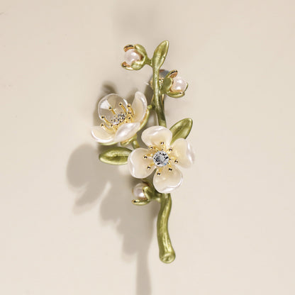 Vintage Pearl Shell Flower Brooch