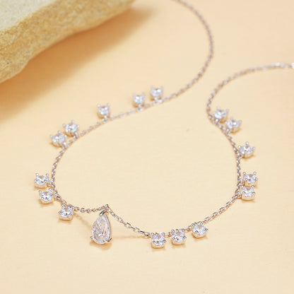 S925 Sterling Silver Necklace Zircon Elegant Temperament Versatile Premium Sense Clavicle Chain