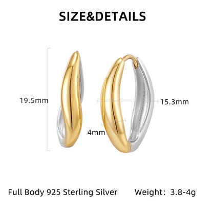 S925 Sterling Silver Earrings - Women's Unique, Exquisite, High-end, 3d, Niche, Minimalist Hoop & Oval Earrings