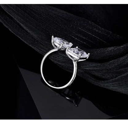S925 Sterling Silver Ring Water Drop Large Sugar Cube Geometric Design Niche Personality Trend Opening Adjustable Ring