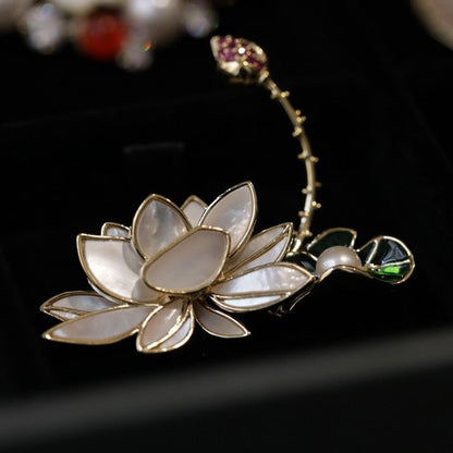 Shell Lotus Freshwater Pearl Brooch