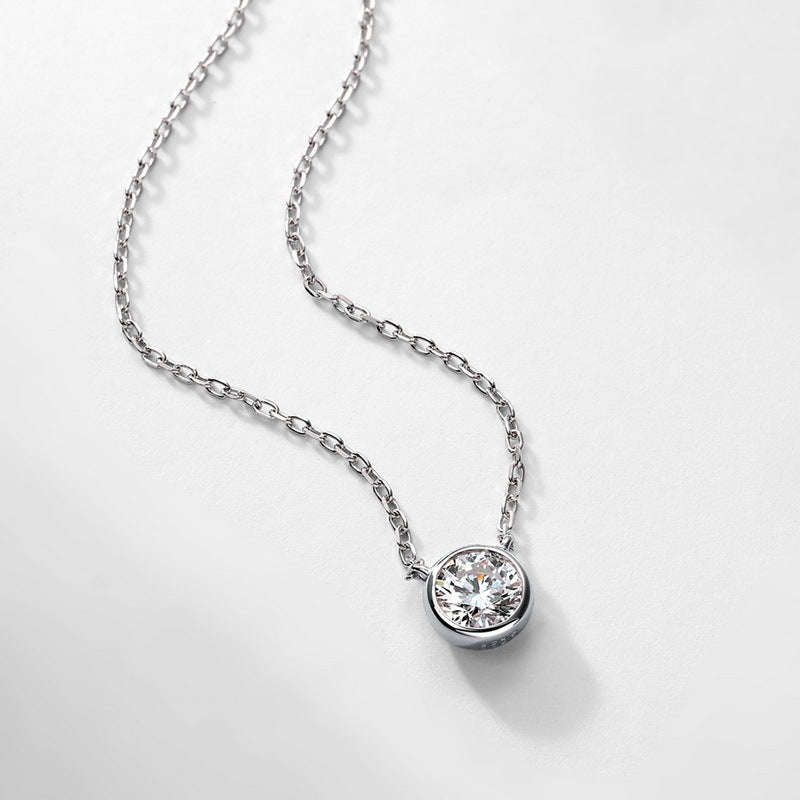 Classic 0.50ct Lab-Grown Diamond Bezel Pendant Necklace & Stud Earrings Set - S925 Sterling Silver